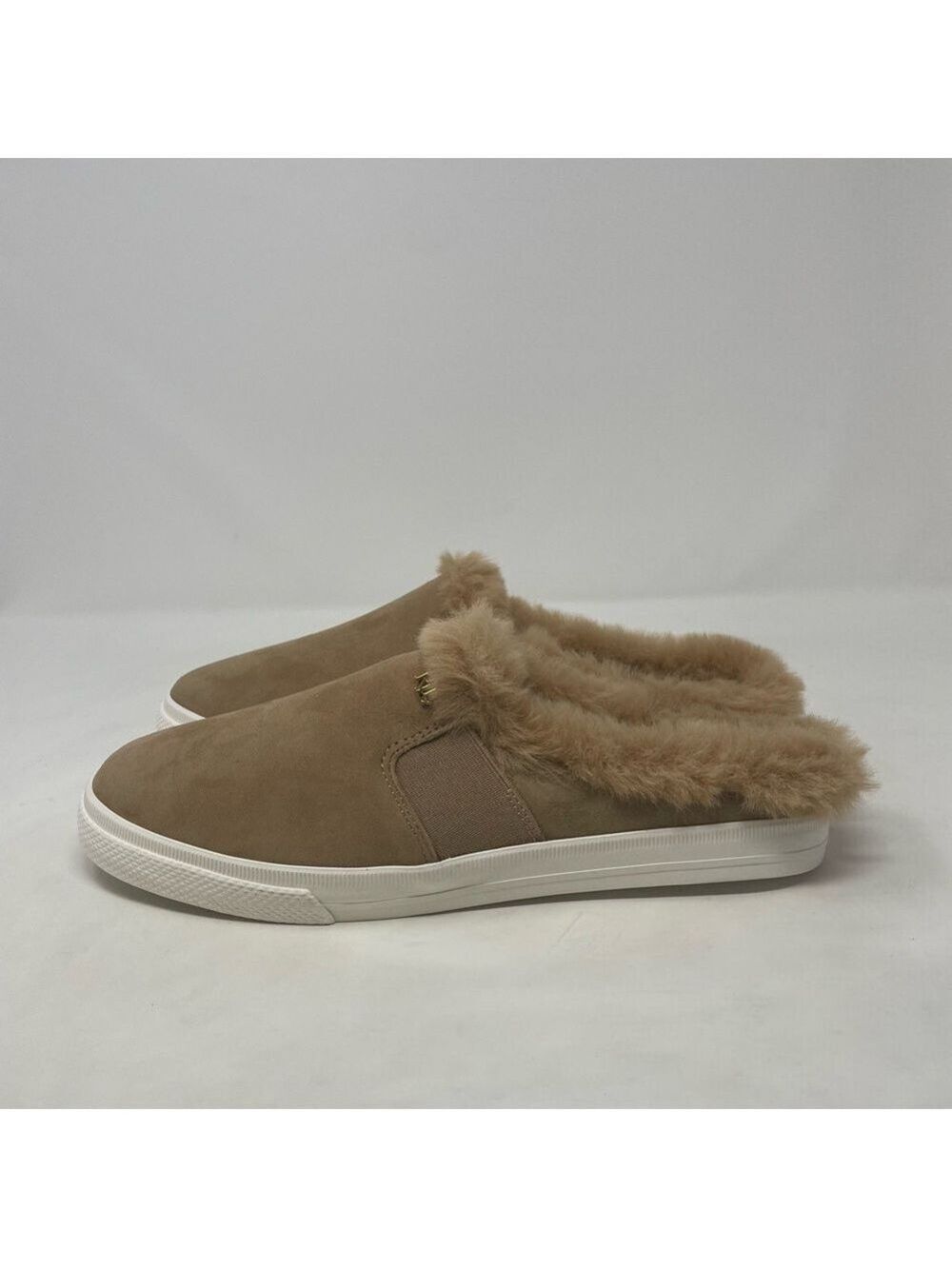 Nib Ralph Lauren Jinny Faux Fur Trim Suede Mule Slippers - Picture 8 of 11
